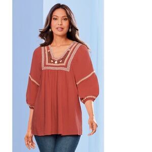 Max Studio Boho Printed Top